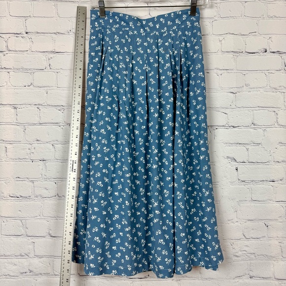 Sezane Alicia Blue White Floral Pleated Midi Skirt US 4 UK 8  36 Mini Fleurs - Picture 6 of 9